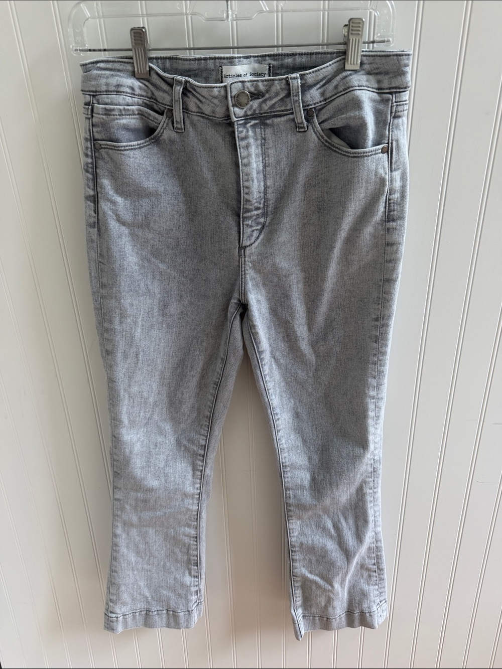 (354)Articles of Society Lanai Crop Flare Jeans Gray London Wash Women’s 28